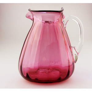 Unusual antique Victorian Art Nouveau English cranberry glass Jug 14cm C.19thC