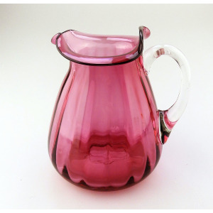 Unusual antique Victorian Art Nouveau English cranberry glass Jug 14cm C.19thC