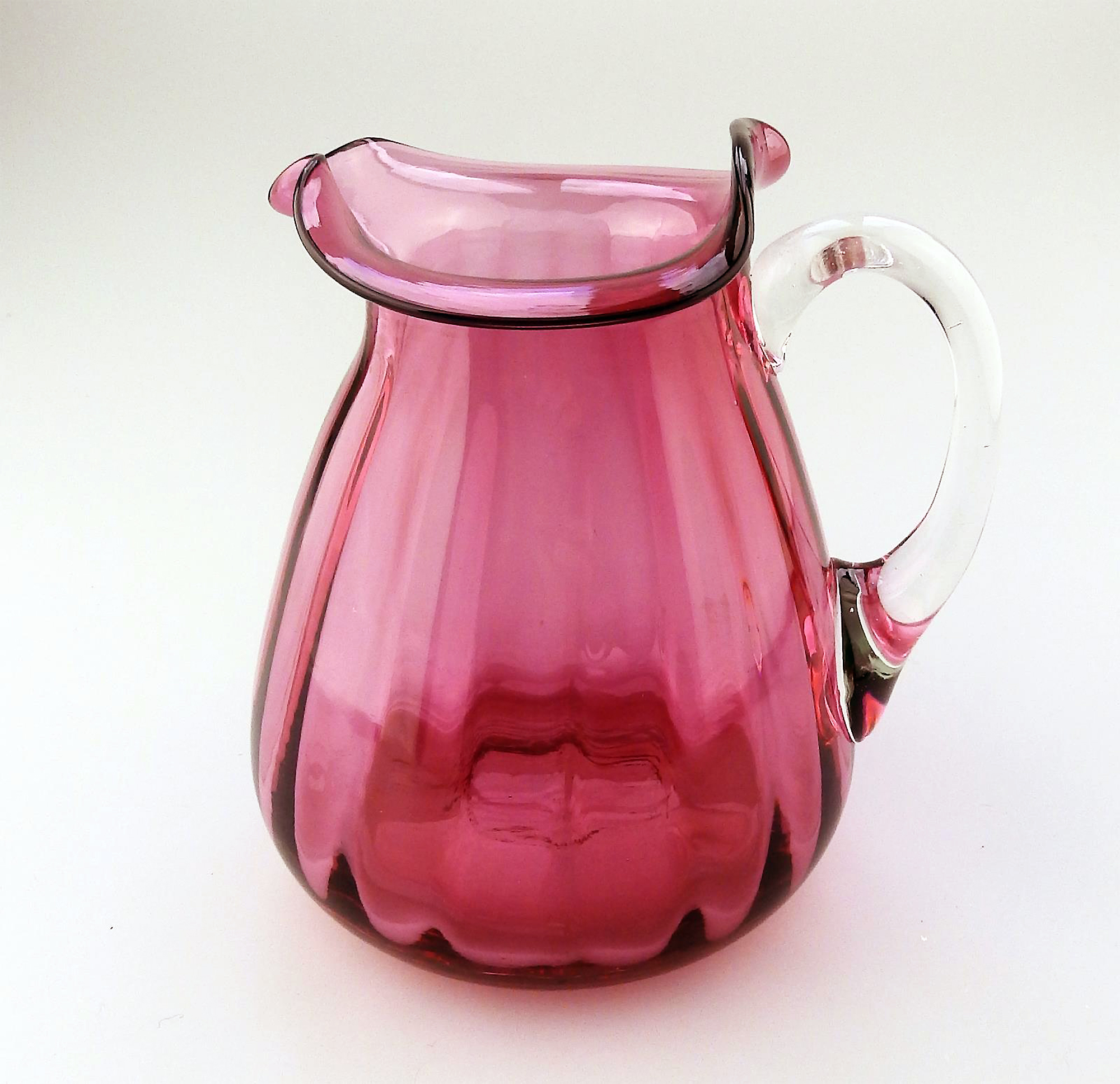 Unusual antique Victorian Art Nouveau English cranberry glass Jug 14cm C.19thC
