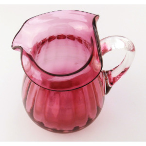 Unusual antique Victorian Art Nouveau English cranberry glass Jug 14cm C.19thC