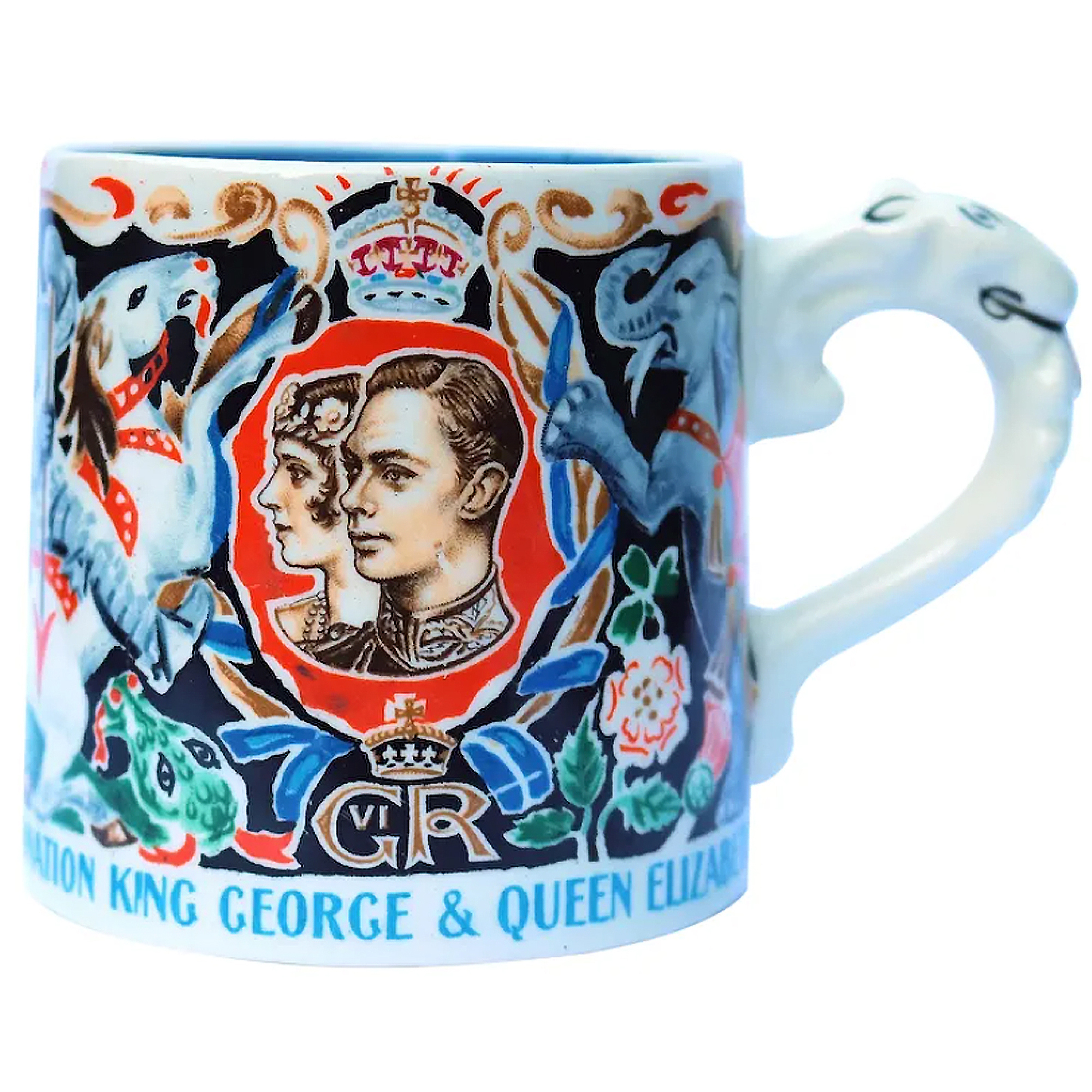 Myott pottery Dame Laura Knight King George Queen Elizabeth Coronation Mug 1937