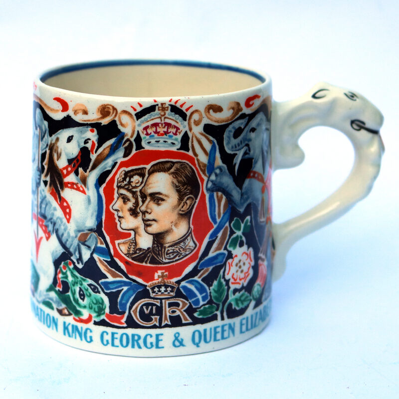 Myott pottery Dame Laura Knight King George Queen Elizabeth Coronation Mug 1937