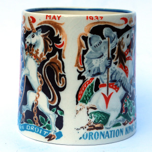 Myott pottery Dame Laura Knight King George Queen Elizabeth Coronation Mug 1937