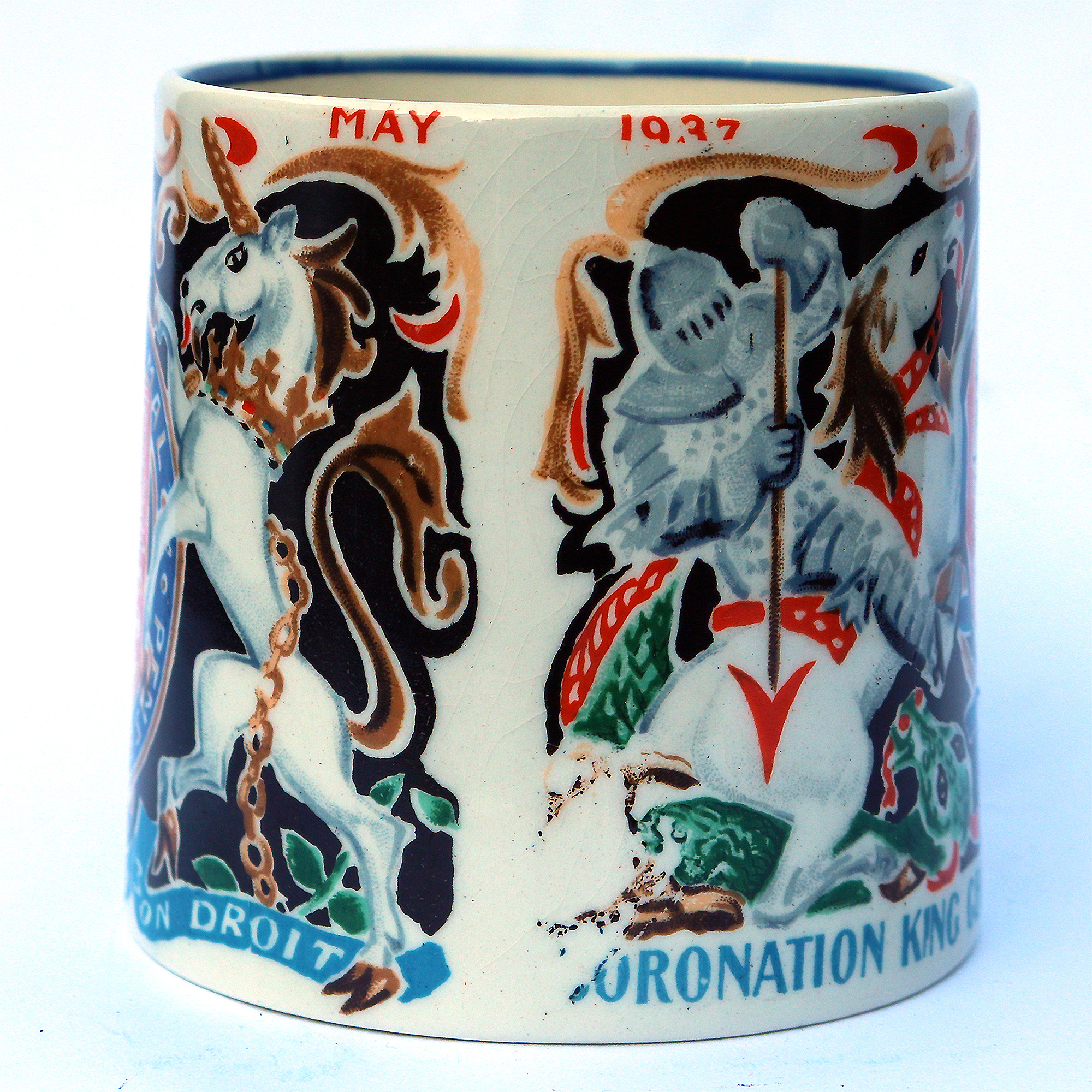 Myott pottery Dame Laura Knight King George Queen Elizabeth Coronation Mug 1937