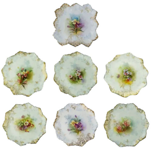 Exceptional antique Royal Doulton porcelain hand-painted Dessert Service C.1890