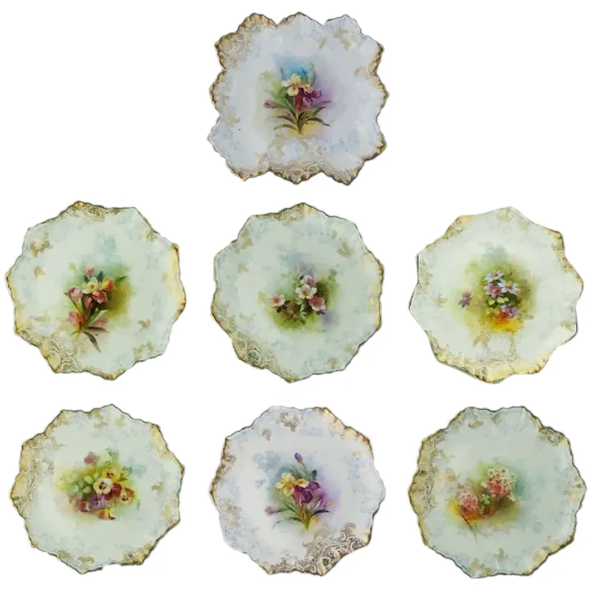 Exceptional antique Royal Doulton porcelain hand-painted Dessert Service C.1890