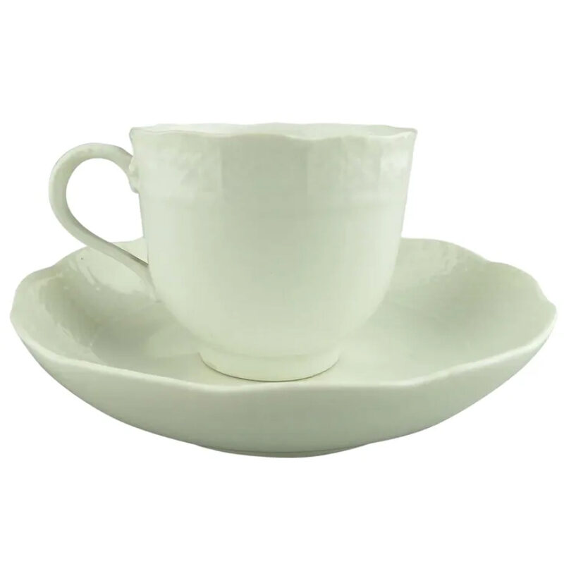 Antique porcelain Academic period dot Meissen Blanc de Chine Cup & Saucer C.1763