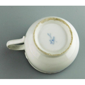 Antique porcelain Academic period dot Meissen Blanc de Chine Cup & Saucer C.1763