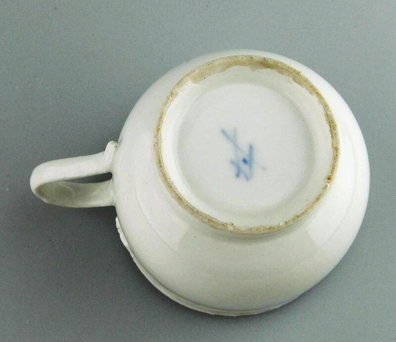 Antique porcelain Academic period dot Meissen Blanc de Chine Cup & Saucer C.1763
