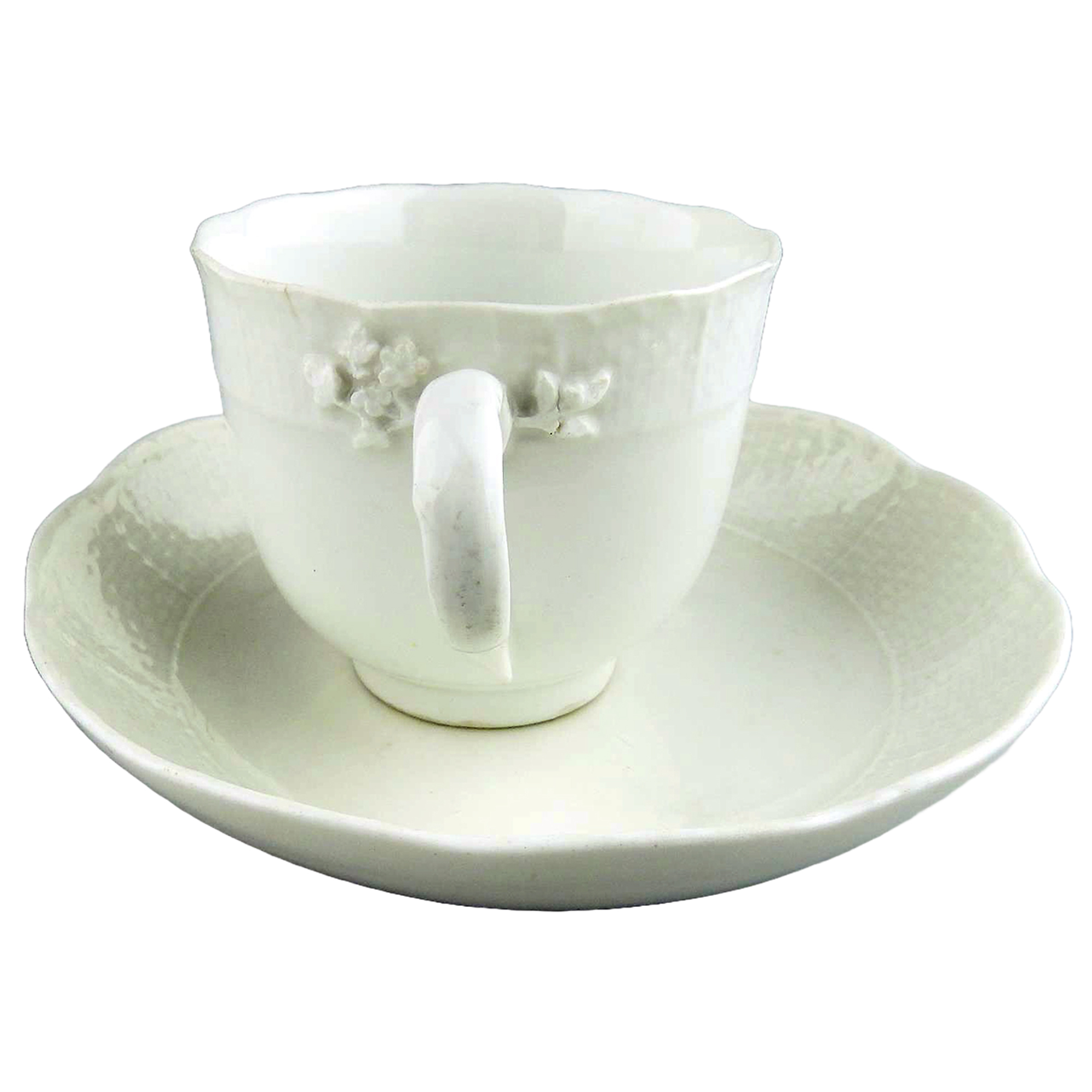 Antique porcelain Academic period dot Meissen Blanc de Chine Cup & Saucer C.1763