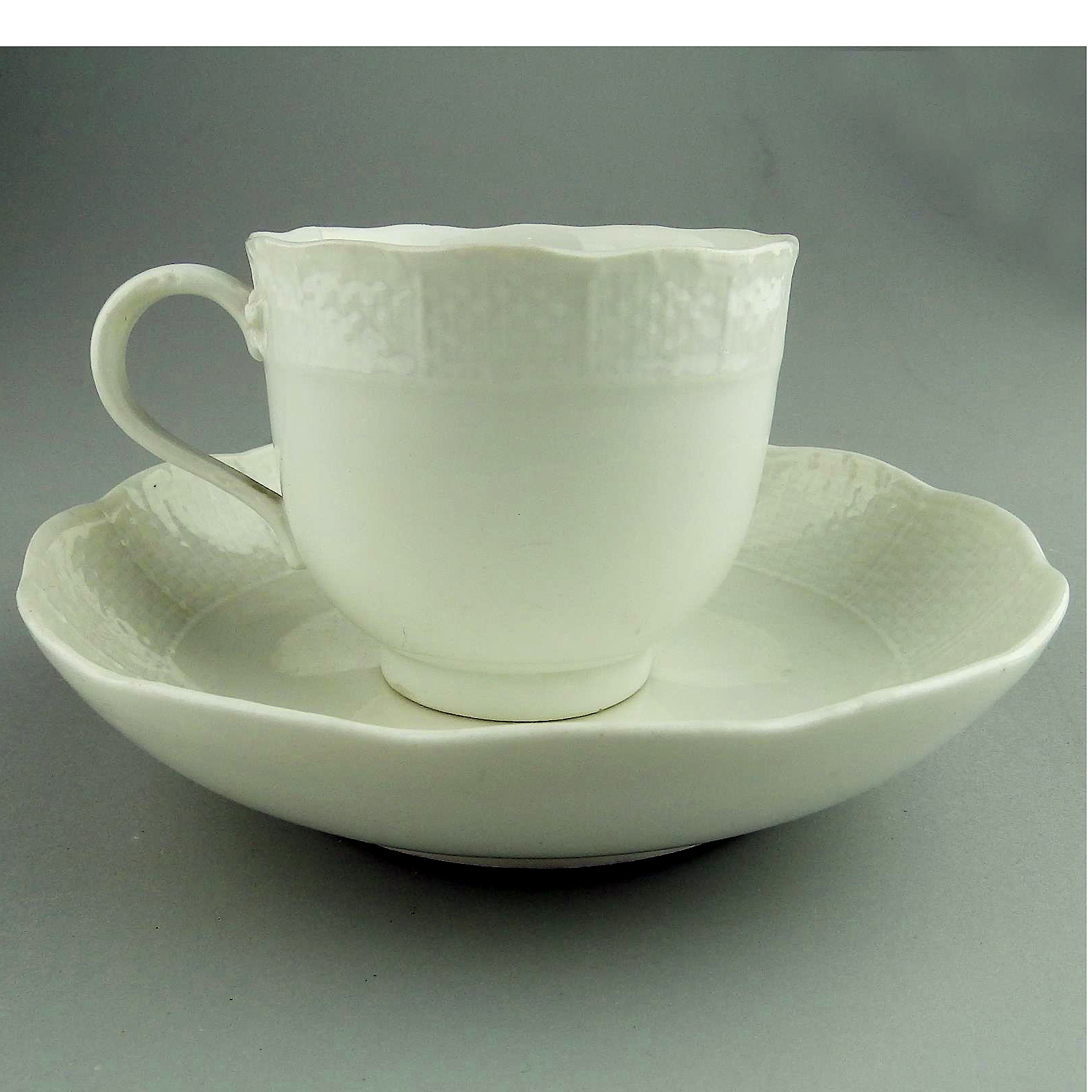 Antique porcelain Academic period dot Meissen Blanc de Chine Cup & Saucer C.1763
