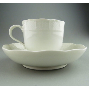 Antique porcelain Academic period dot Meissen Blanc de Chine Cup & Saucer C.1763