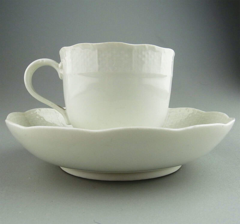 Antique porcelain Academic period dot Meissen Blanc de Chine Cup & Saucer C.1763