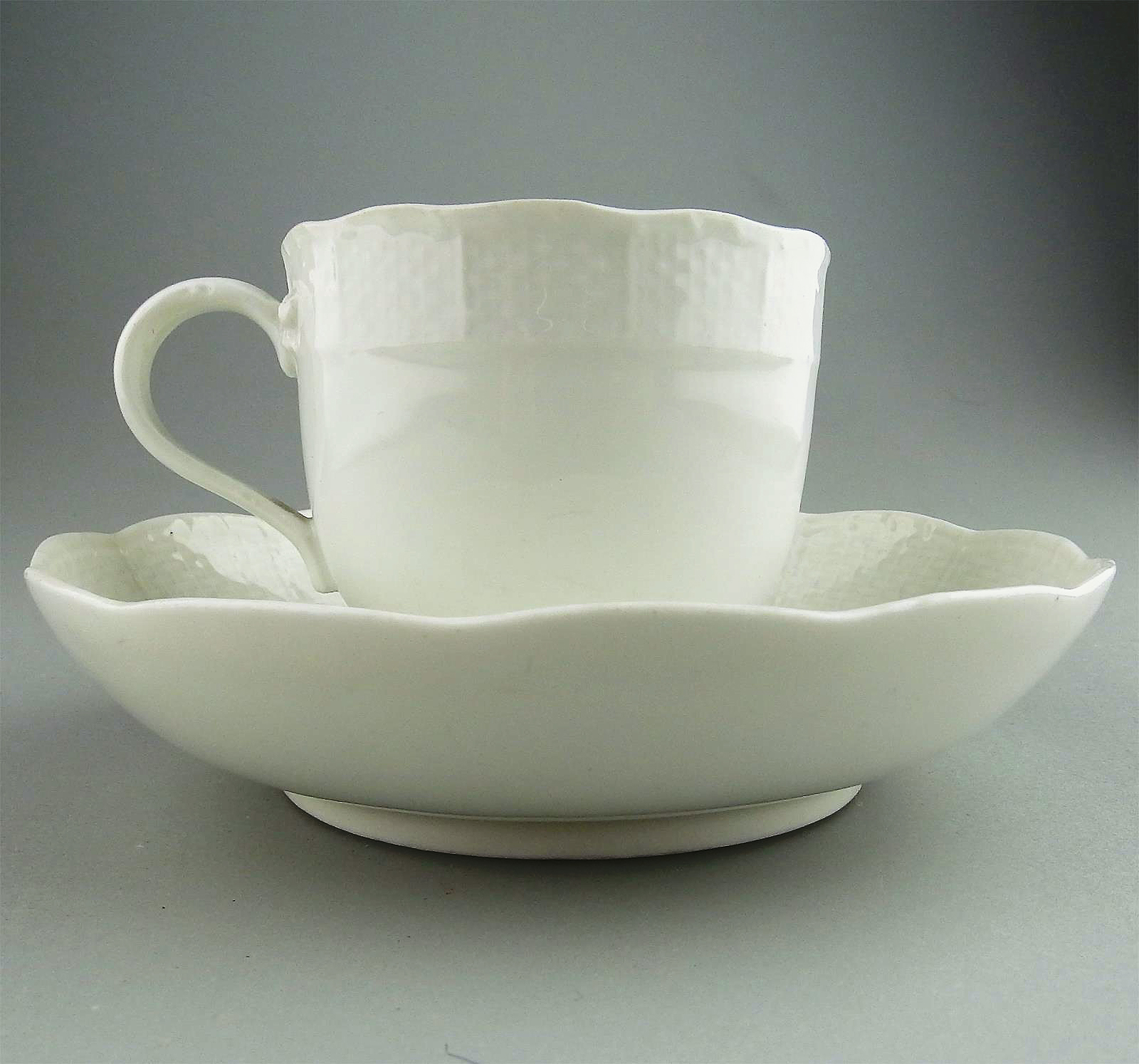 Antique porcelain Academic period dot Meissen Blanc de Chine Cup & Saucer C.1763