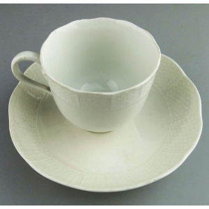 Antique porcelain Academic period dot Meissen Blanc de Chine Cup & Saucer C.1763