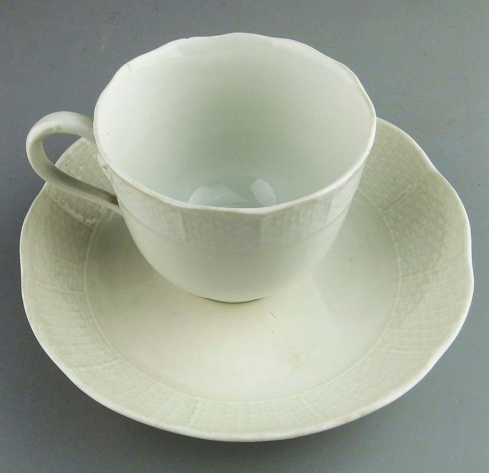 Antique porcelain Academic period dot Meissen Blanc de Chine Cup & Saucer C.1763