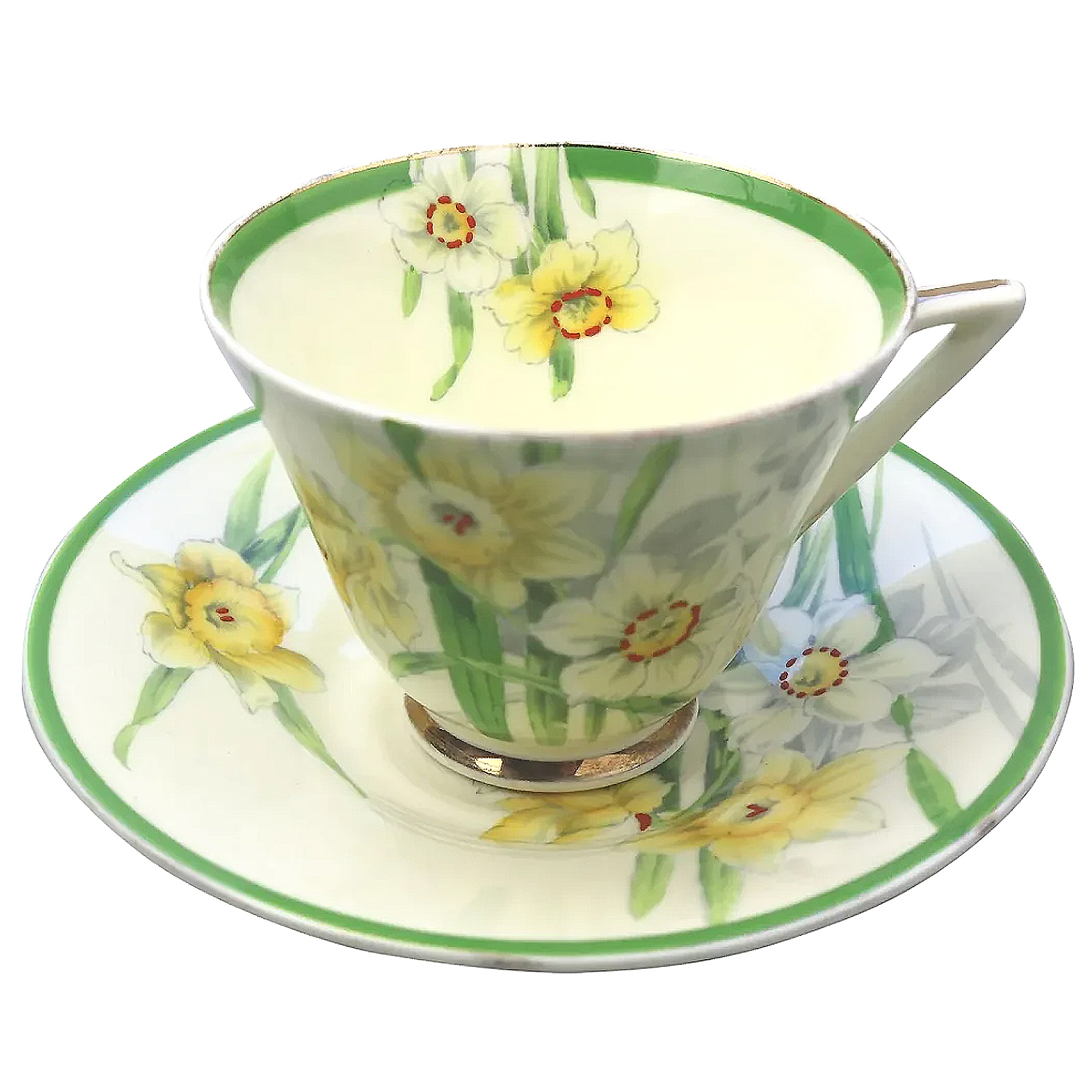 A pretty Art Deco Royal Doulton daffodil pattern porcelain Cup & Saucer C.1930's