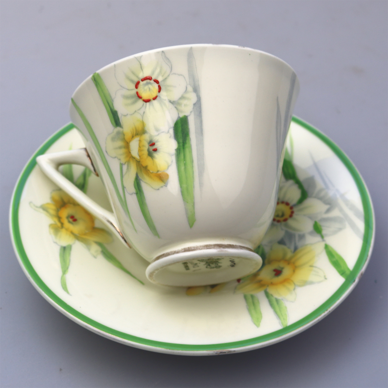 A pretty Art Deco Royal Doulton daffodil pattern porcelain Cup & Saucer C.1930's