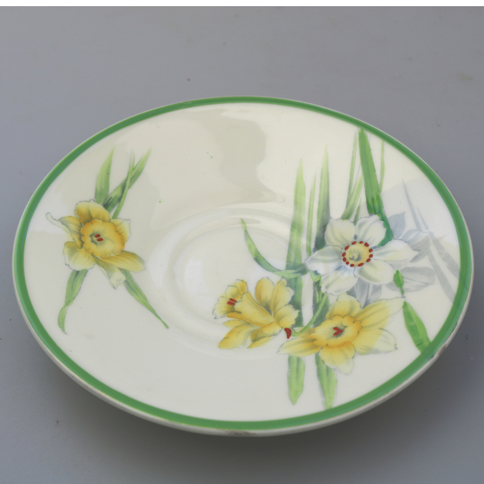 A very pretty Art Deco Royal Doulton daffodil pattern porcelain Trio C.1930's
