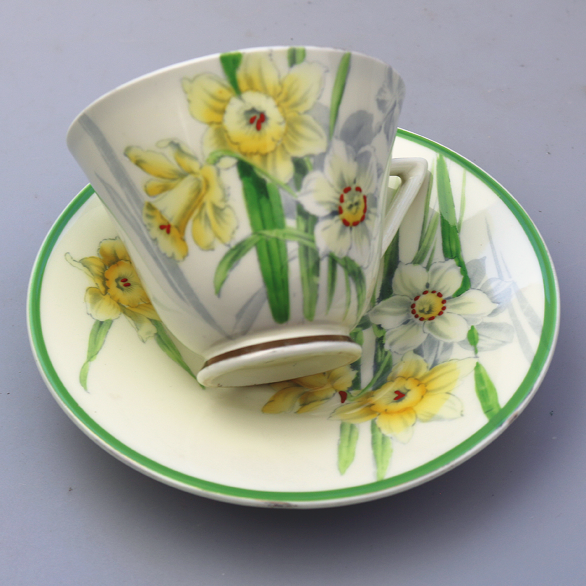 A pretty Art Deco Royal Doulton daffodil pattern porcelain Cup & Saucer C.1930's