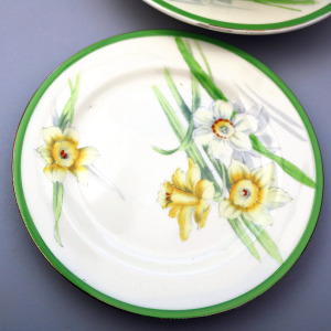 A very pretty Art Deco Royal Doulton daffodil pattern porcelain Trio C.1930's