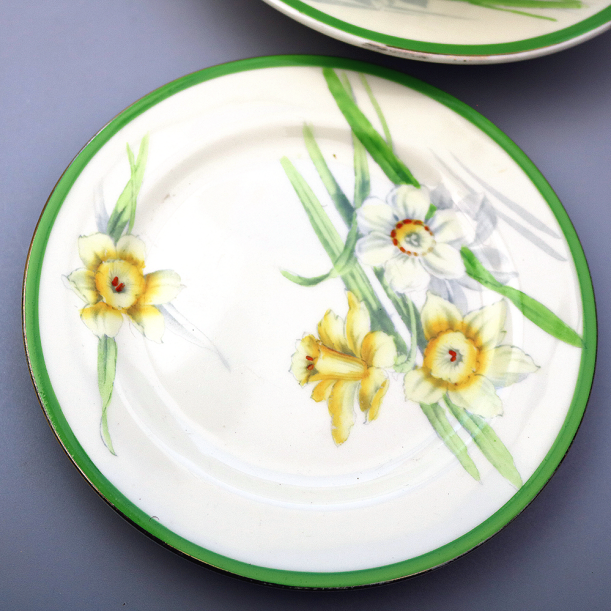 A very pretty Art Deco Royal Doulton daffodil pattern porcelain Trio C.1930's