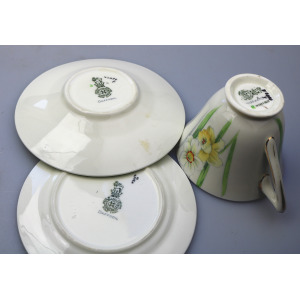 A very pretty Art Deco Royal Doulton daffodil pattern porcelain Trio C.1930's