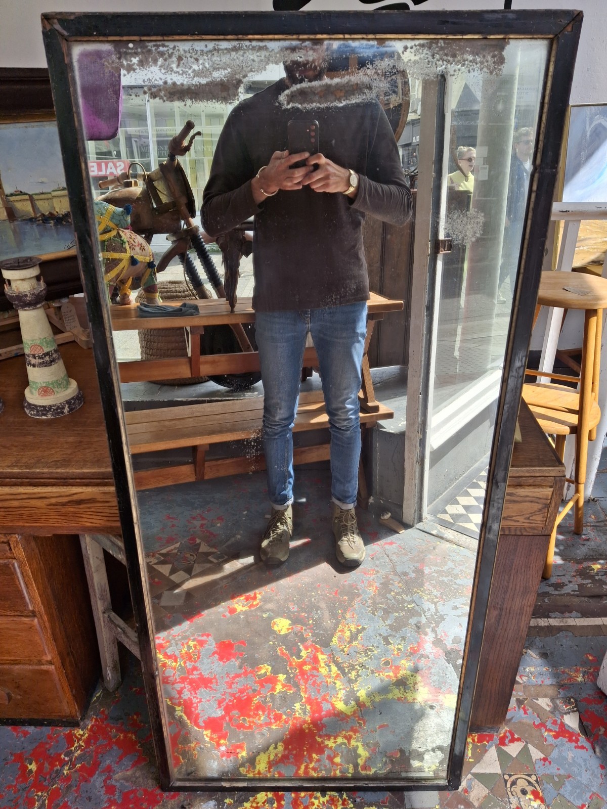 Early 20th Century Full Length Tailors/Outfitters Mirror. Vintage/Antique