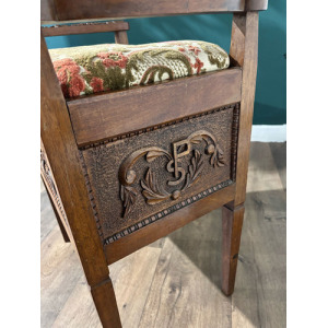 Edwardian Carved Piano Stool