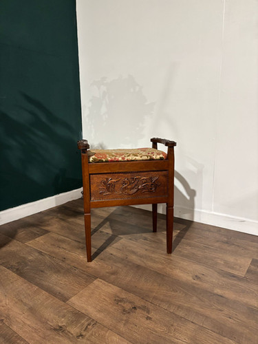 Edwardian Carved Piano Stool
