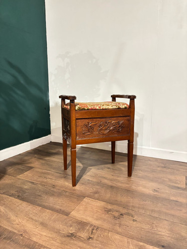 Edwardian Carved Piano Stool