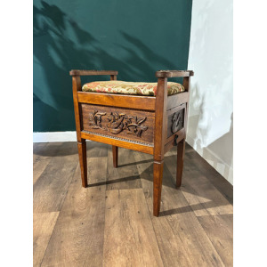 Edwardian Carved Piano Stool