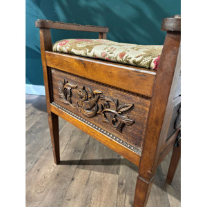 Edwardian Carved Piano Stool