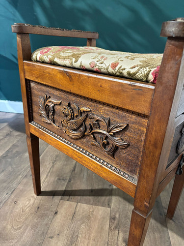 Edwardian Carved Piano Stool