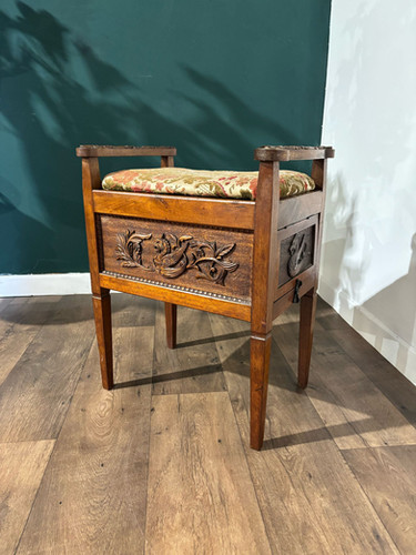 Edwardian Carved Piano Stool