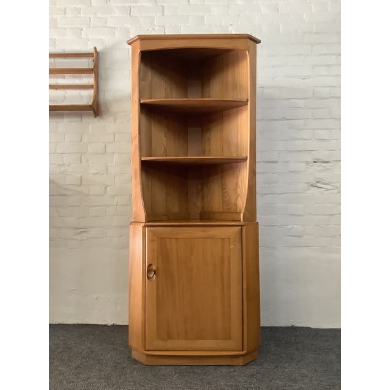 Ercol Windsor Corner Display Cabinet In Light Elm.