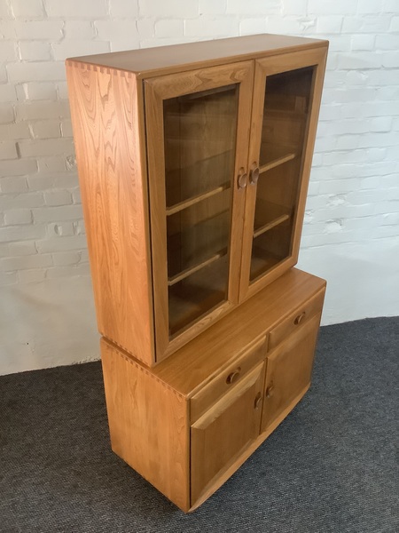 Ercol Windsor Glazed Display Cabinet In Light Elm.