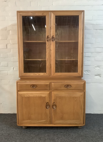 Ercol Windsor Glazed Display Cabinet In Light Elm.