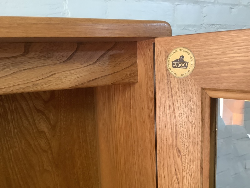 Ercol Windsor Glazed Display Cabinet In Light Elm.