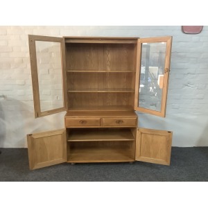Ercol Windsor Glazed Display Cabinet In Light Elm.
