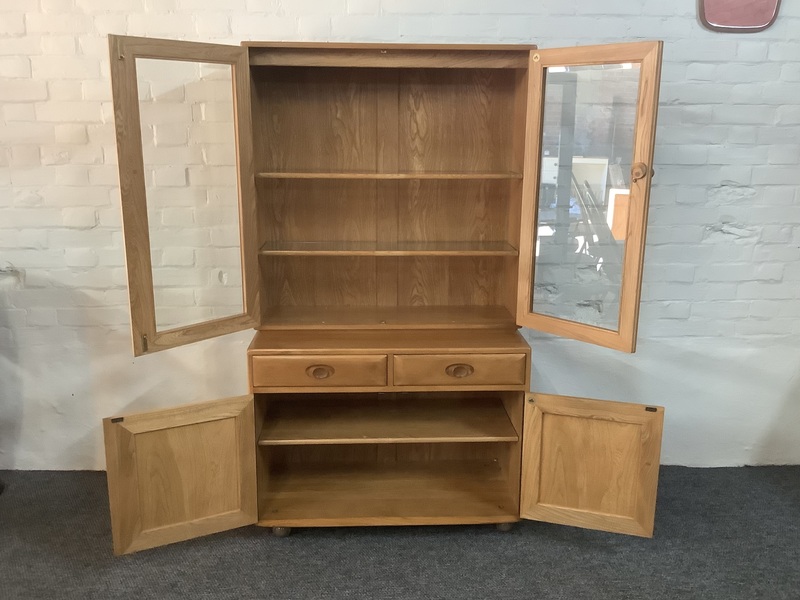 Ercol Windsor Glazed Display Cabinet In Light Elm.
