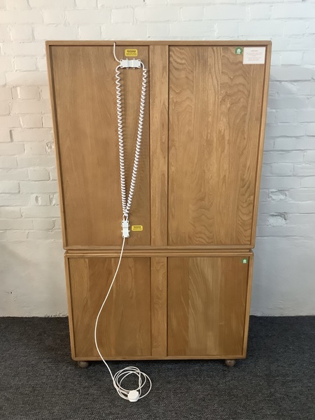 Ercol Windsor Glazed Display Cabinet In Light Elm.