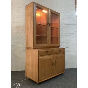 Ercol Windsor Glazed Display Cabinet In Light Elm.