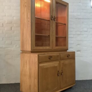 Ercol Windsor Glazed Display Cabinet In Light Elm.