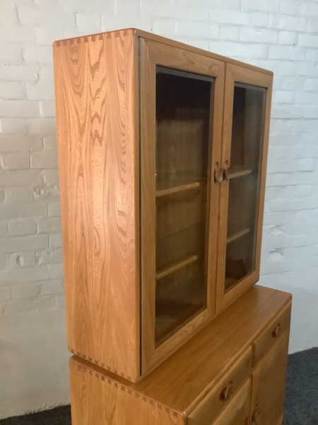 Ercol Windsor Glazed Display Cabinet In Light Elm.