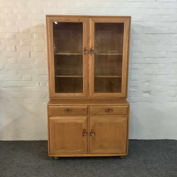 Ercol Windsor Glazed Display Cabinet In Light Elm.