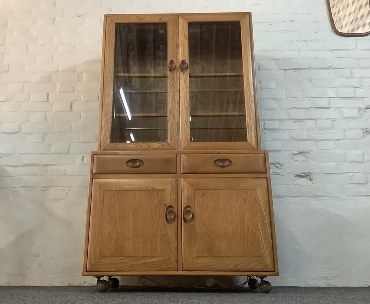 Ercol Windsor Glazed Display Cabinet In Light Elm.