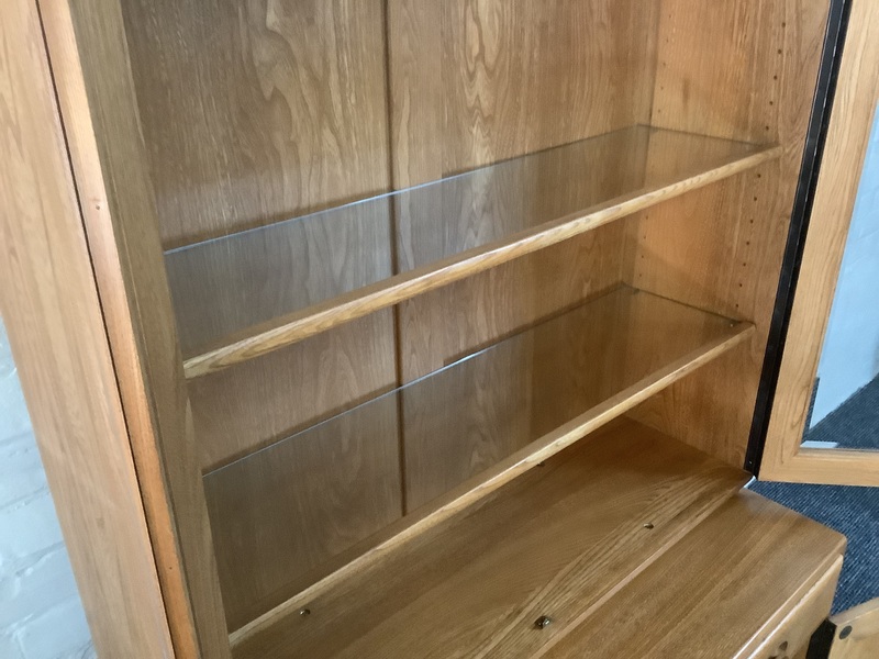 Ercol Windsor Glazed Display Cabinet In Light Elm.