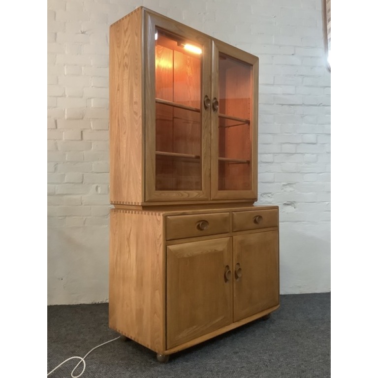 Ercol Windsor Glazed Display Cabinet In Light Elm.