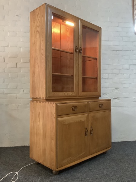 Ercol Windsor Glazed Display Cabinet In Light Elm.